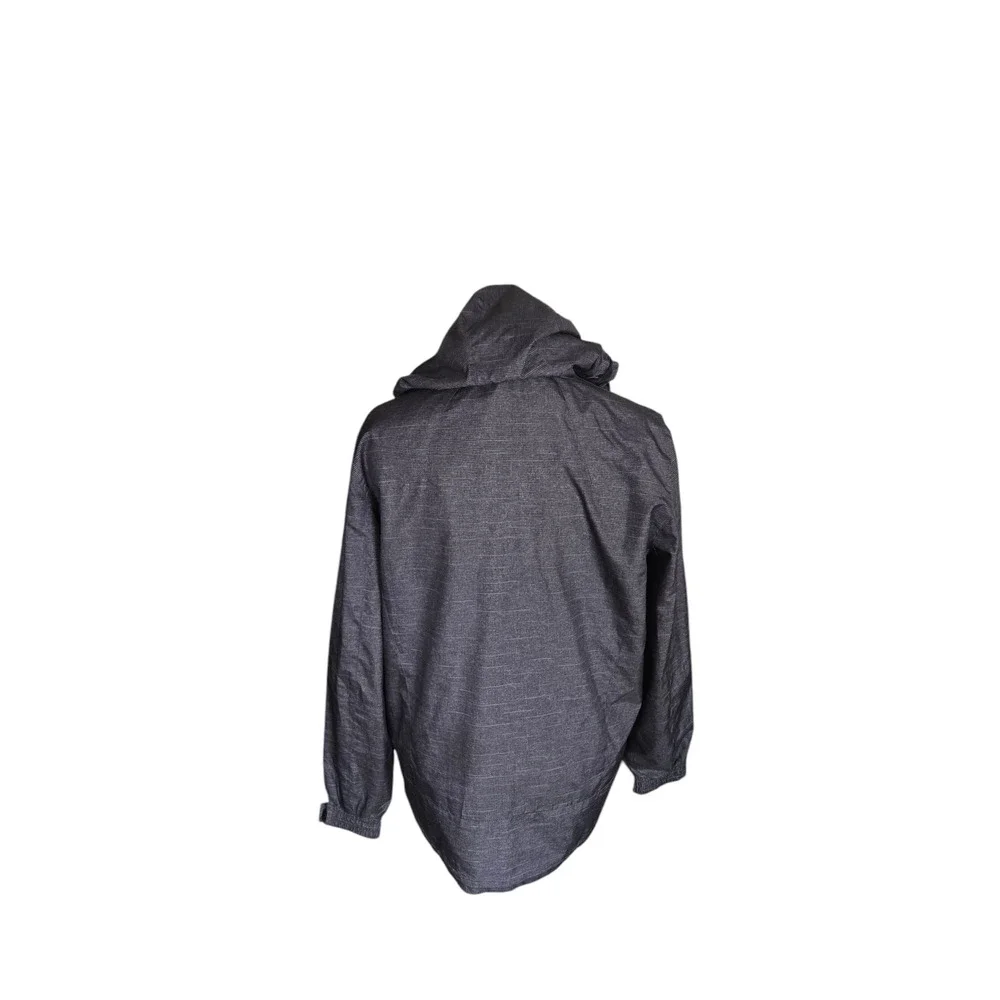 ZeroXposur gray zip front rain coat with pockets and hood, size medium